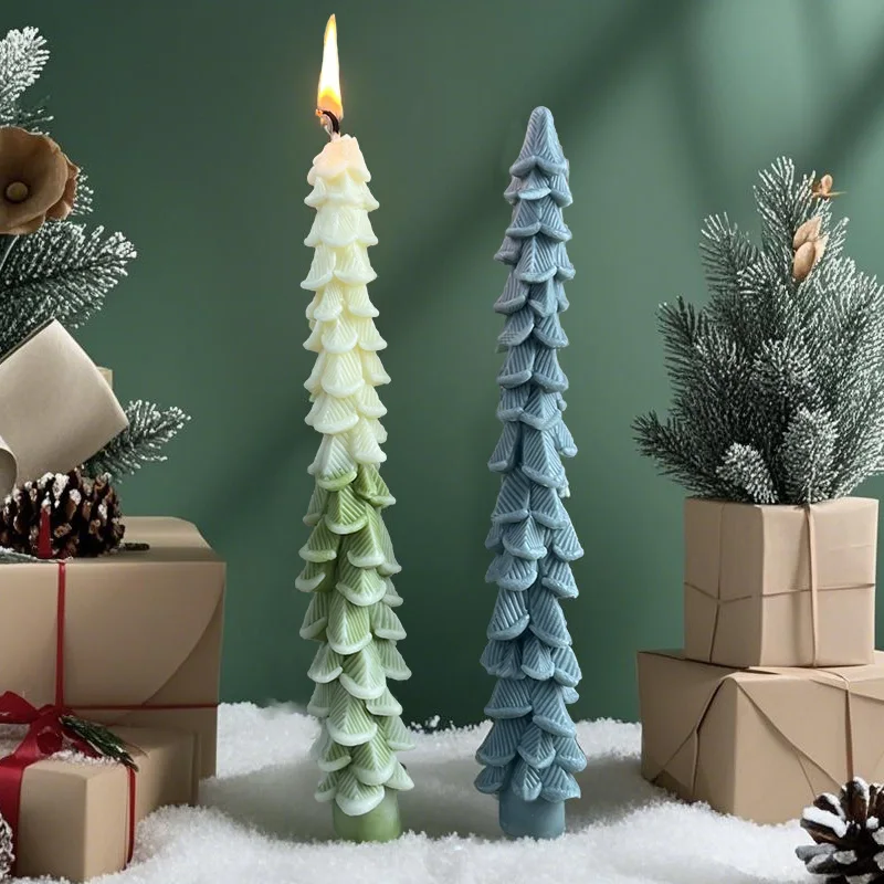 Long Candle Silicone Mold DIY Christmas Tree Incense Candle Church Candle Candlelight Decoration Mold Candle Making Supplies