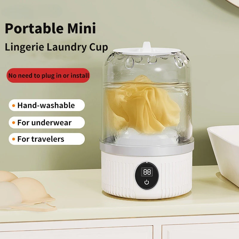 Wireless 1L Mini Washing Machine Portable Underwear Cleaner Socks Washing Machine Dehydratable Laundry Bucket