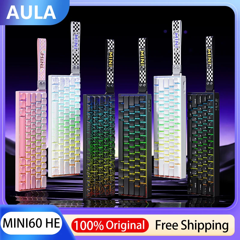 

AULA MINI60 HE Wireless Magnetic Switch Mechanical Keyboard Tri Mode Bluetooth High RGB Esports Gaming Low Latency Gamer Gifts