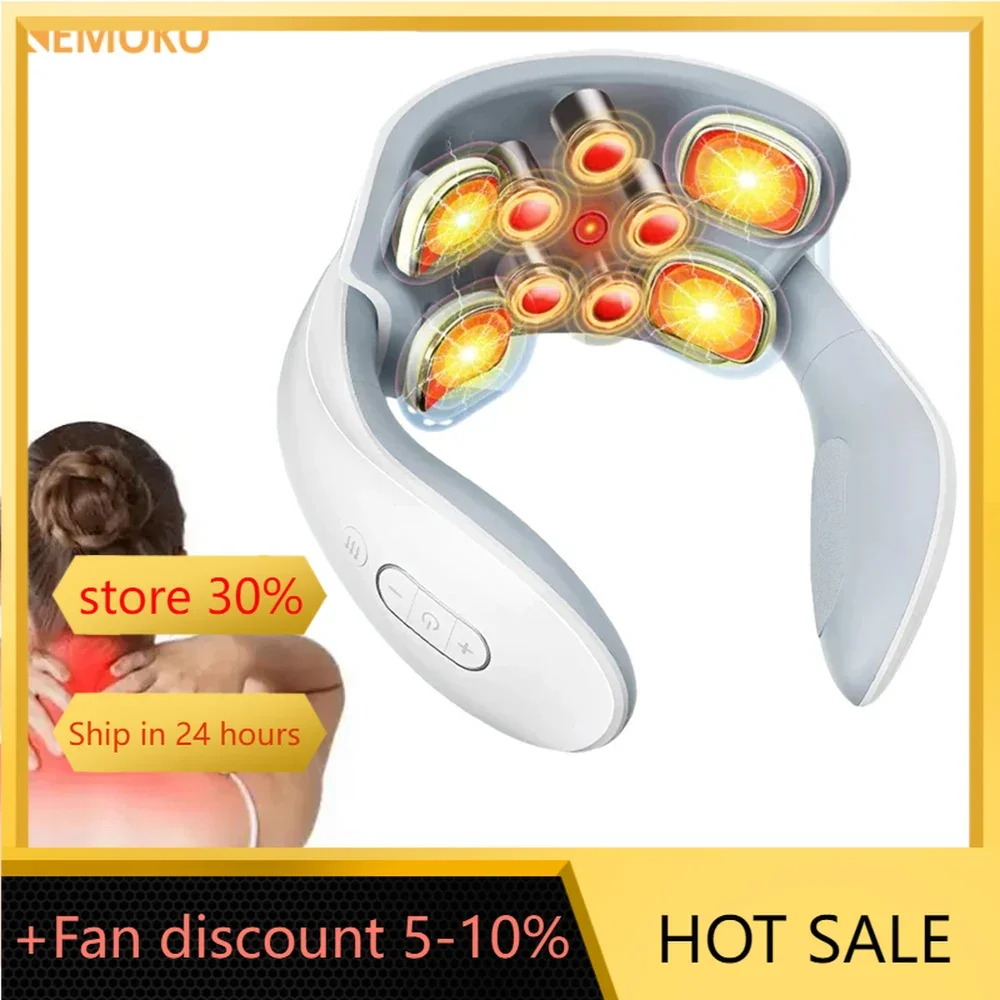 

Electric Neck Massager EMS Pain Relief Pulse Cervical Acupressure Hot Compress Intelligent Massage Shoulder Relaxation Device