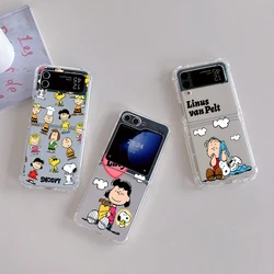 Cartoon Cute Snoopies custodia trasparente per telefono per Samsung Galaxy Z Flip 3 4 Z Flip 5 Z Fold 4 5G PC Cover posteriore morbida Anti-caduta