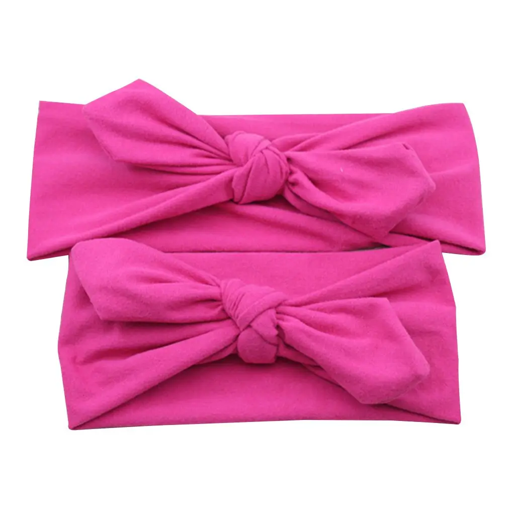 

2pcs set Mom Baby Rabbit Ears Headbands Parent Child Bowknot Hairband Turban Knot Elastic Headwear Hair Wrap