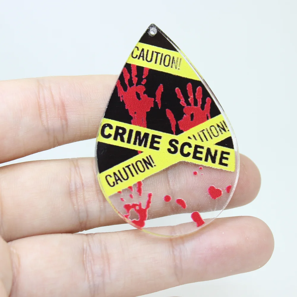 10Pcs/ Horror Bleeding Hands Hallowmas Crime Scene Bloodstain Fingerprint Charm Pendant For Earring Keychain Diy Jewlery Making