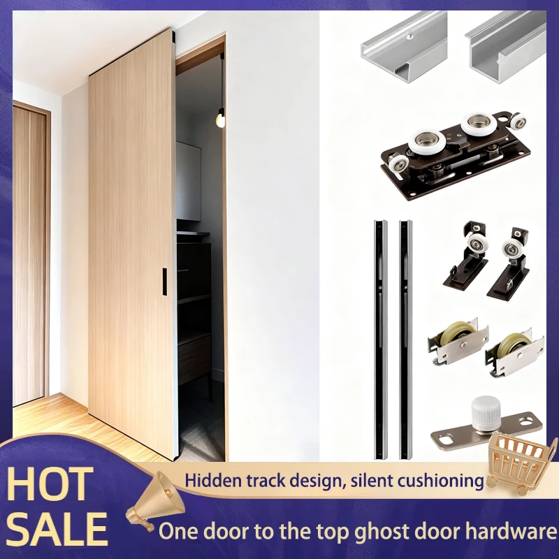 

One Door To The Top Trackless Ghost Door Hardware For Sliding Doors With Bidirectional Buffering And Invisible Hanging Track