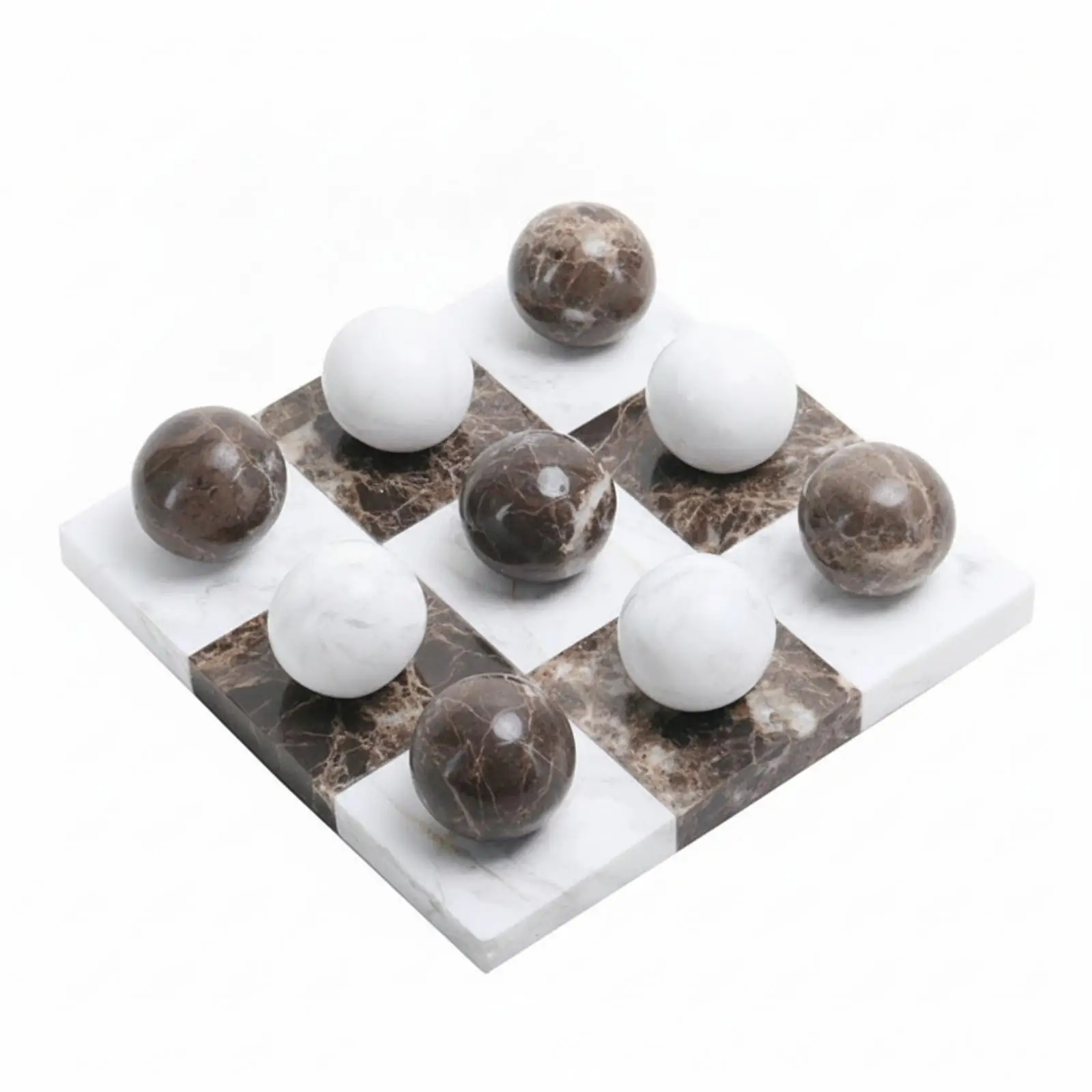 Crystal Marble Chess Sculpture Tabletop Ornament Geometric Design for Home Shelf Desk Vintage Decor