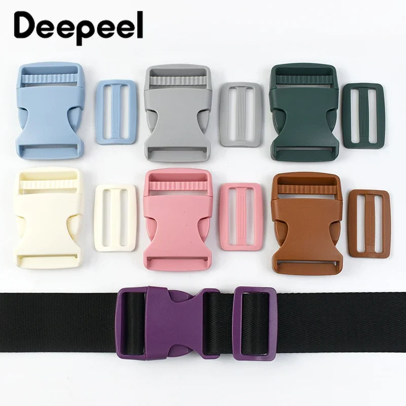 5Sets Deepeel 38mm Plastic Release Buckle Bag Strap Adjust Clasp Belt Buckles Pet Collar Webbing Connector Hook DIY Accessories