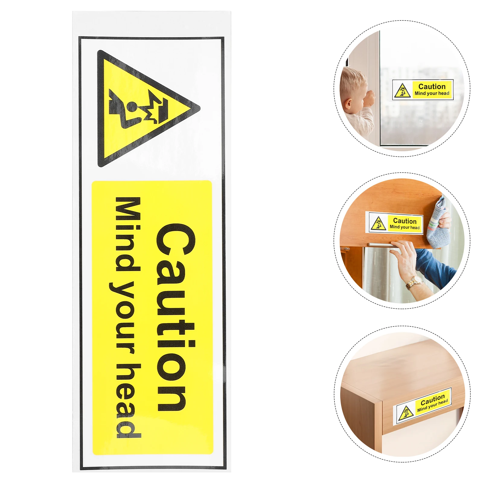 

5pcs Warning Stickers Caution Signs Low Ceiling Safety Labels Self Adhesive Decals For Home Office Stairs Wall