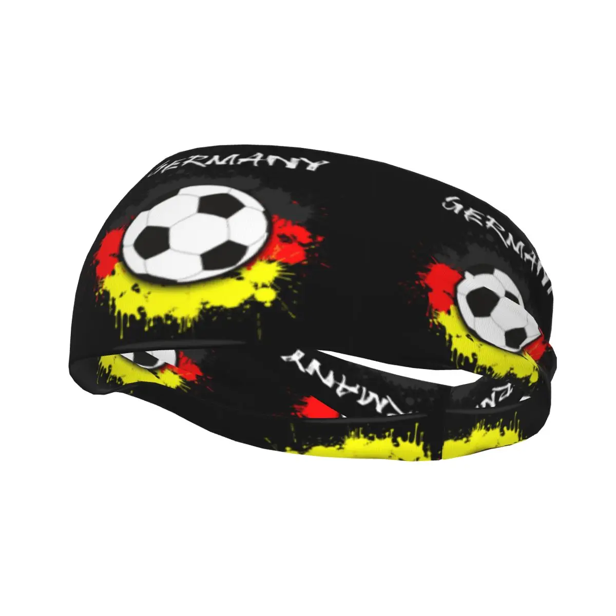

Sports Headband Germany Flag Soccer Ball Against Pattern Running Fitness Sweatband Absorbent Cycling Jog Hair Bandage