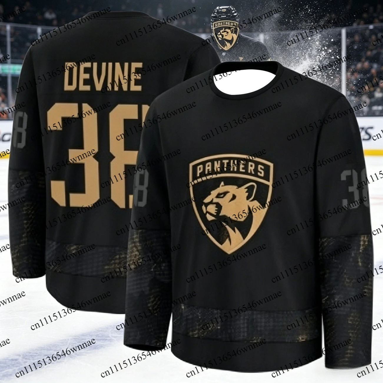 2026 Florida Men's New Black and Gold Edition Ice Hockey Training Suit - 3D Printed, Moisture-Wicking, Long-Sleeved Shirt Family