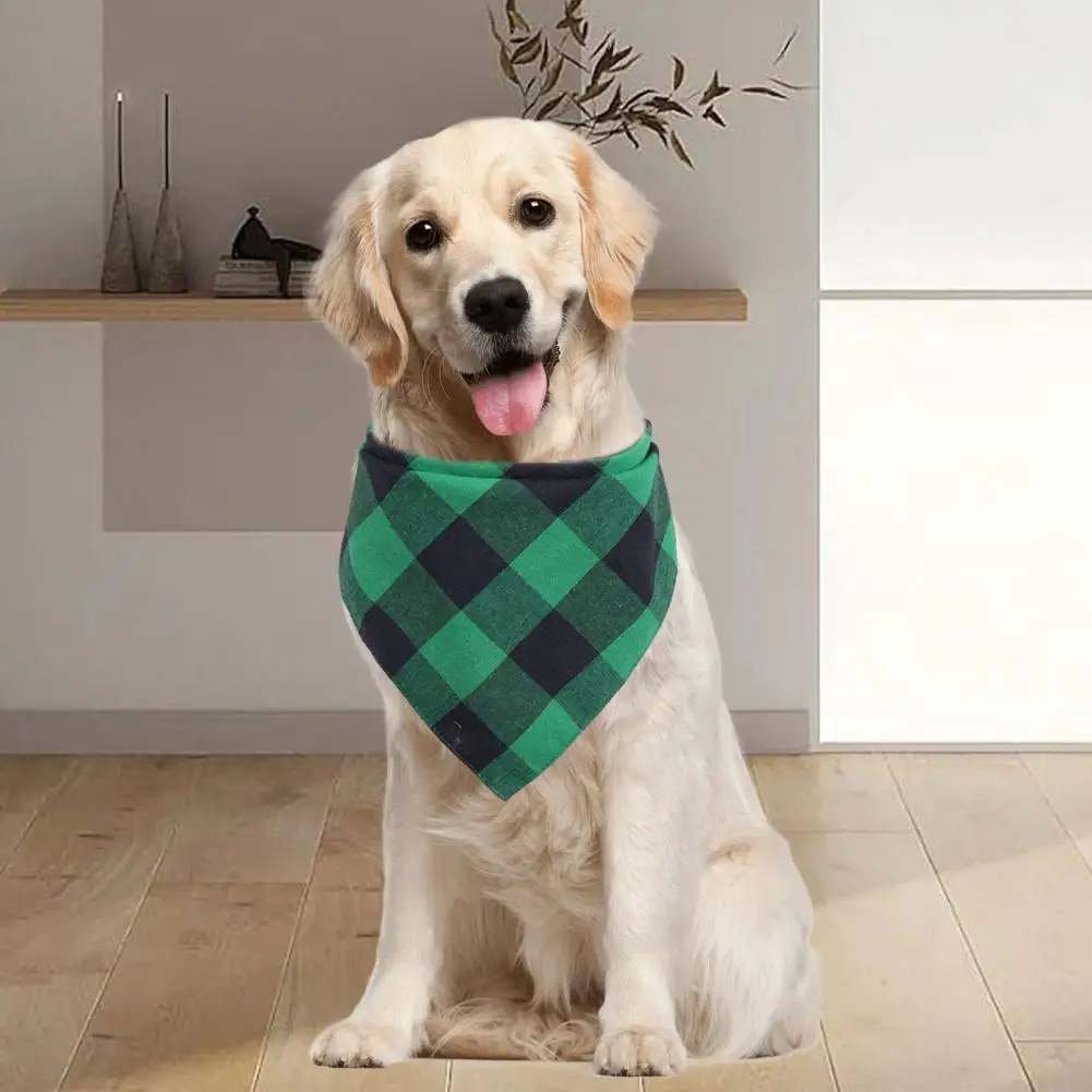 Pet Towel Pet Scarf Plaid Towel for Dogs Soft Comfortable Water Absorbent Neck Scarf with Fine Workmanship Pet Neck Scarf