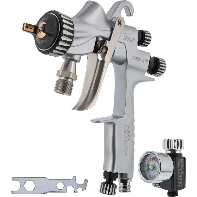 

Elite High-Performance PRO-55 Series HVLP Pressure Feed Spray Gun with 1.2mm Tip - Ideal for Automotive Basecoats, Clearcoats