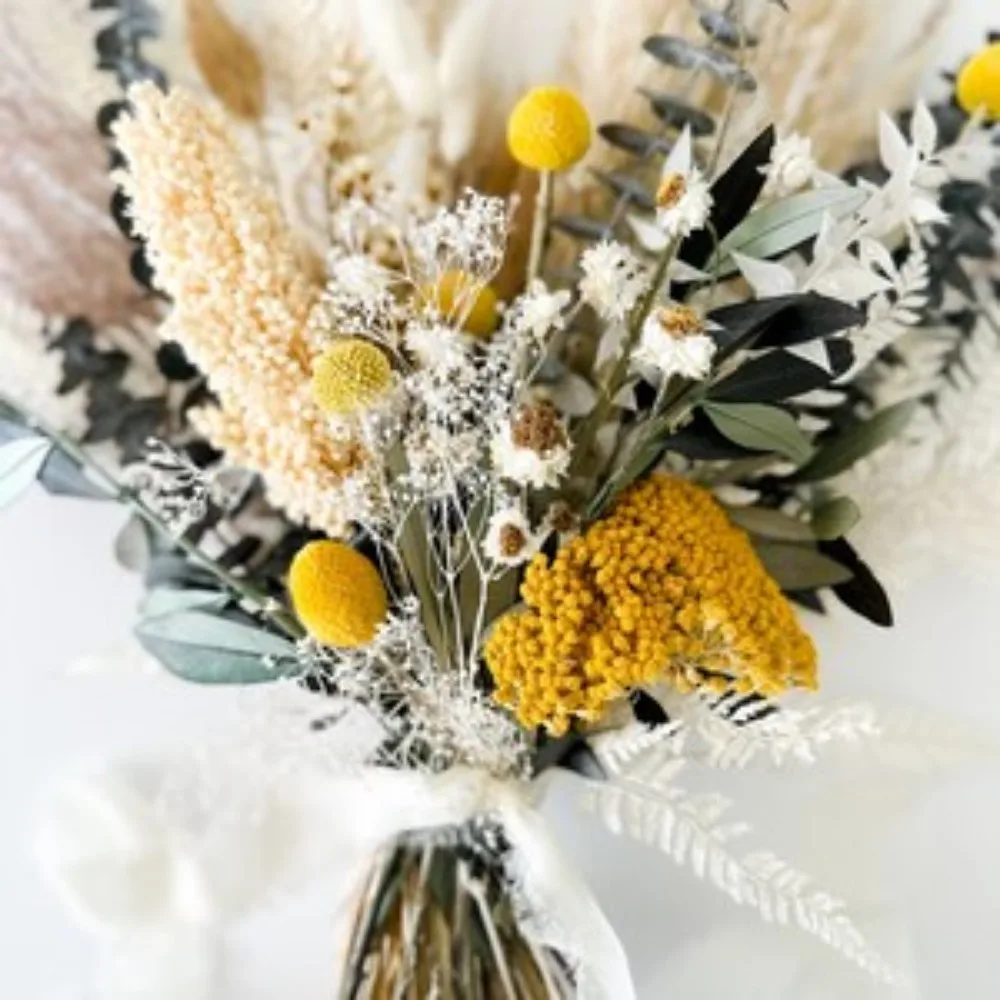 Dried Flowers,Olive Wildflower Pampas Grass Bouquet,Bride and Bridesmaids,Dried Flower Bouquet,Wedding Flowers