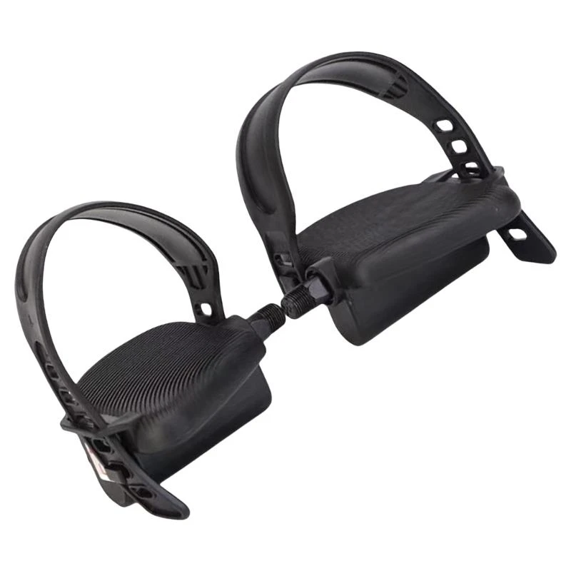 Exercise Bike Pedals with Pedal Strap, Stationary Recumbent Bike Replacement Part, Pedal Replacements for Exercise Bikes