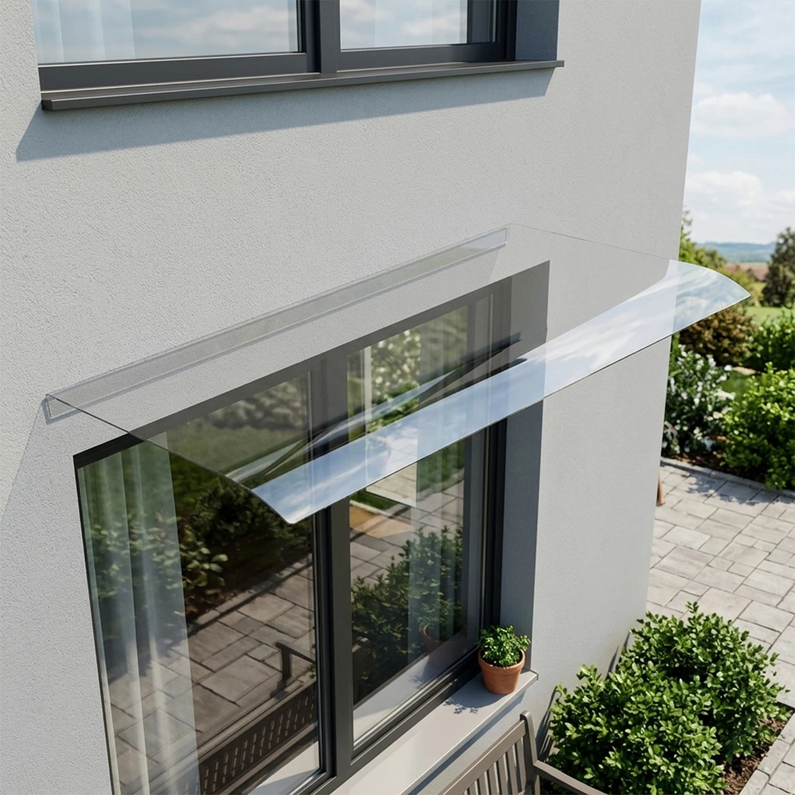 

120*48.7cm/47.2*19.17in Awning Canopy, Clear Rain Shelter, Window Awning Door Canopy Awning for Windows, Corridors, Patios