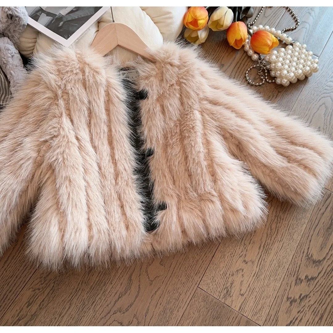 2023 Girl Grass-like Coat 2023 Autumn Winter Korean Style New Temperament Fragrance Classic Fashion Coat