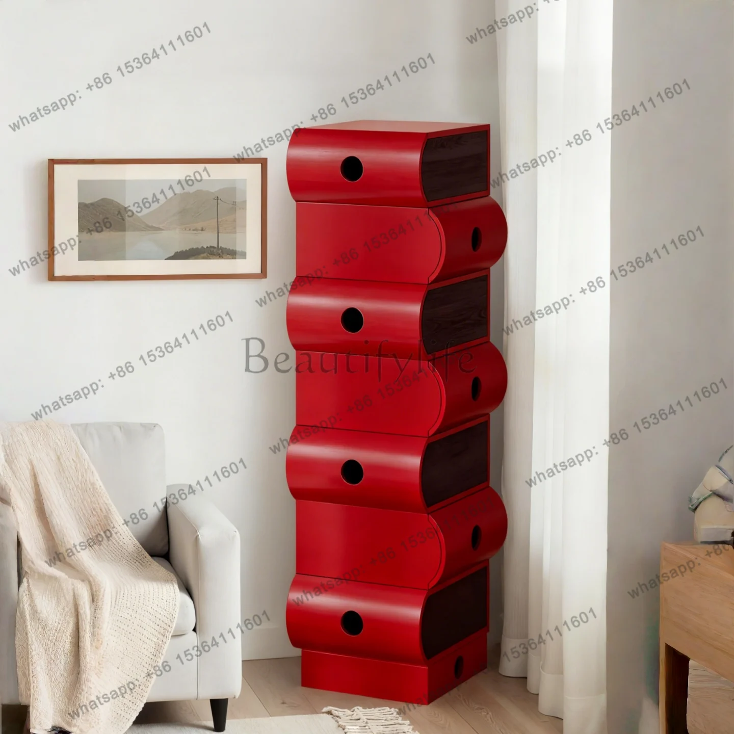 

Italian minimalist paint chest cabinet modern minimalist living room storage decorative cabinet against the wall