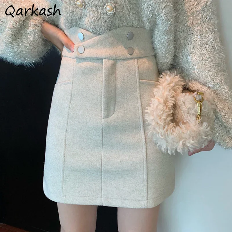 

Mini Skirts Women Rivet Loose Thicker Fashion Korean Style A-line 2024 New Autumn and Winter All-match Streetwear Girls Chic