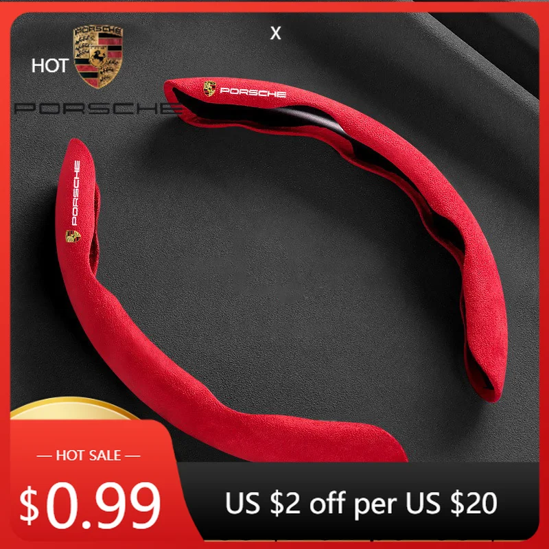 

Car Sticker For Porsche Suede Car Steering Wheel Anti-slip Cover For Porsche Panamera Cayenne Taycan 911 718 Macan Carrera-GT 92