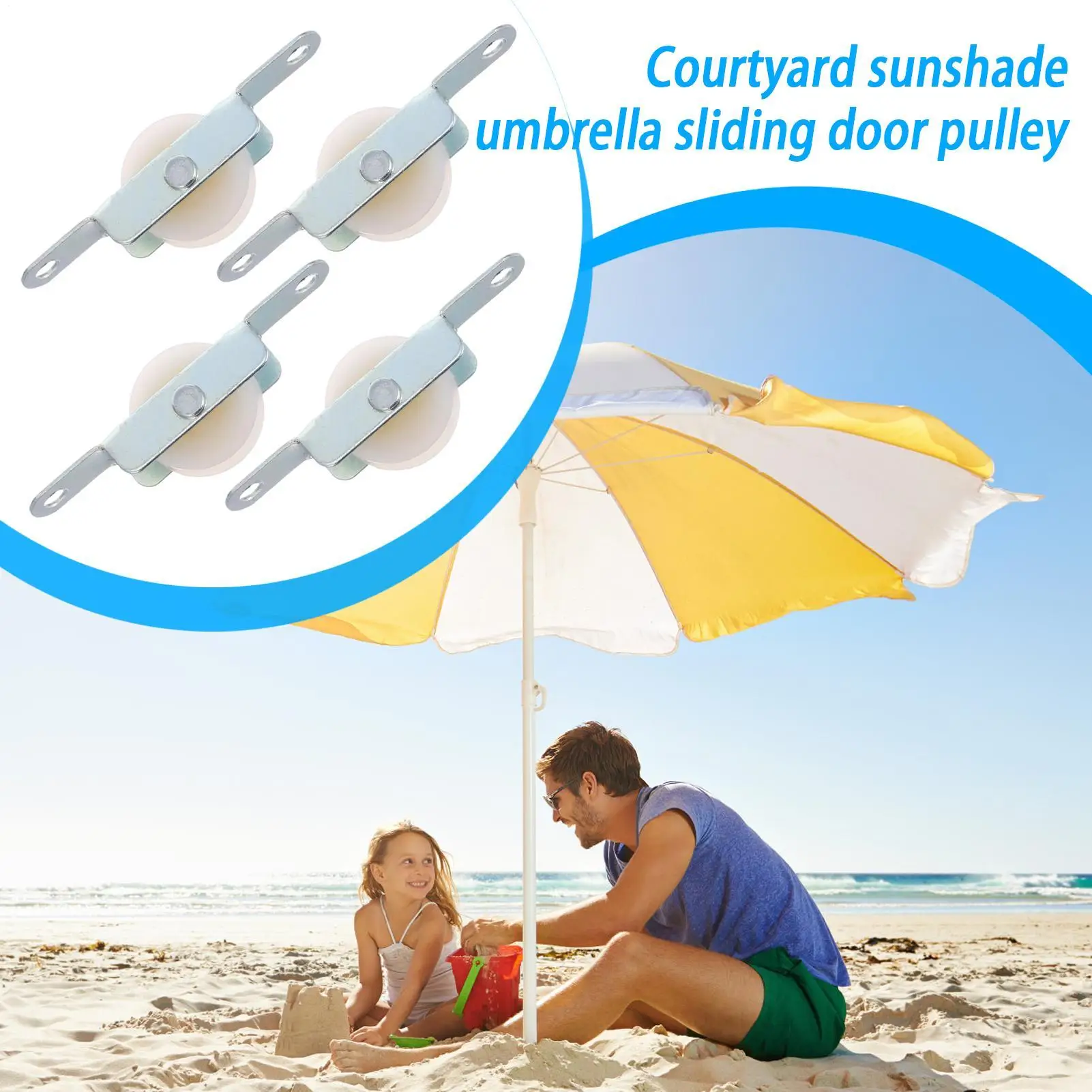 Patio Umbrella Pulley Bracket 4 Pieces Parasol Rope Sliding Bracket Replacement Parts For Balcony Courtyard Outdoor Pool