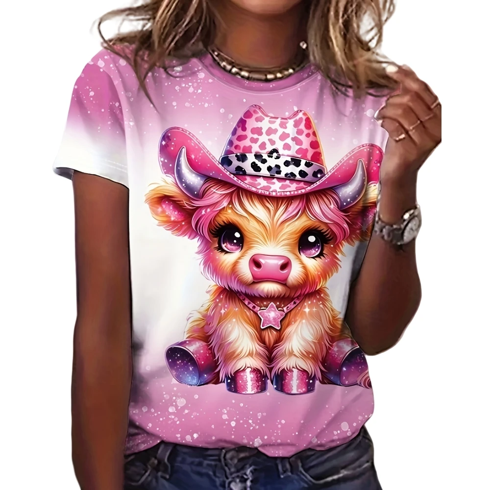 

Children's Clothing Vibrant Adorable Cow Print T Shirt Summer Tee Girls Clothes O-Neck T-Shirt Short Sleeve Casual Kids T Shirt