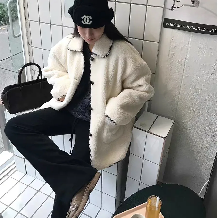 

Женская шикарная модная шуба из овечьего меха в стиле ретро с теплым воротником, осень-зима, новый дизайн, верхняя одежда со стойкой