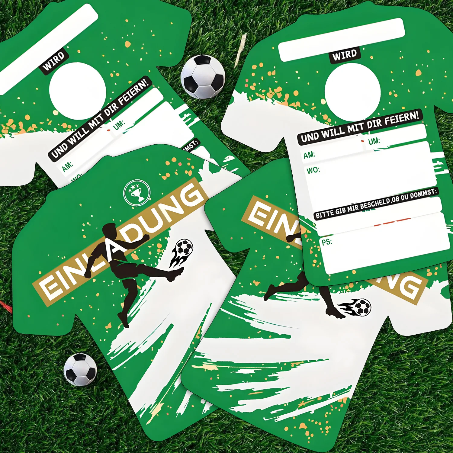 24 بطاقة دعوة لحفلات كرة القدم الألمانية على شكل جيرسي لدعوات أعياد الميلاد وبطاقات دعوة للحفلات تحت عنوان كرة القدم #1