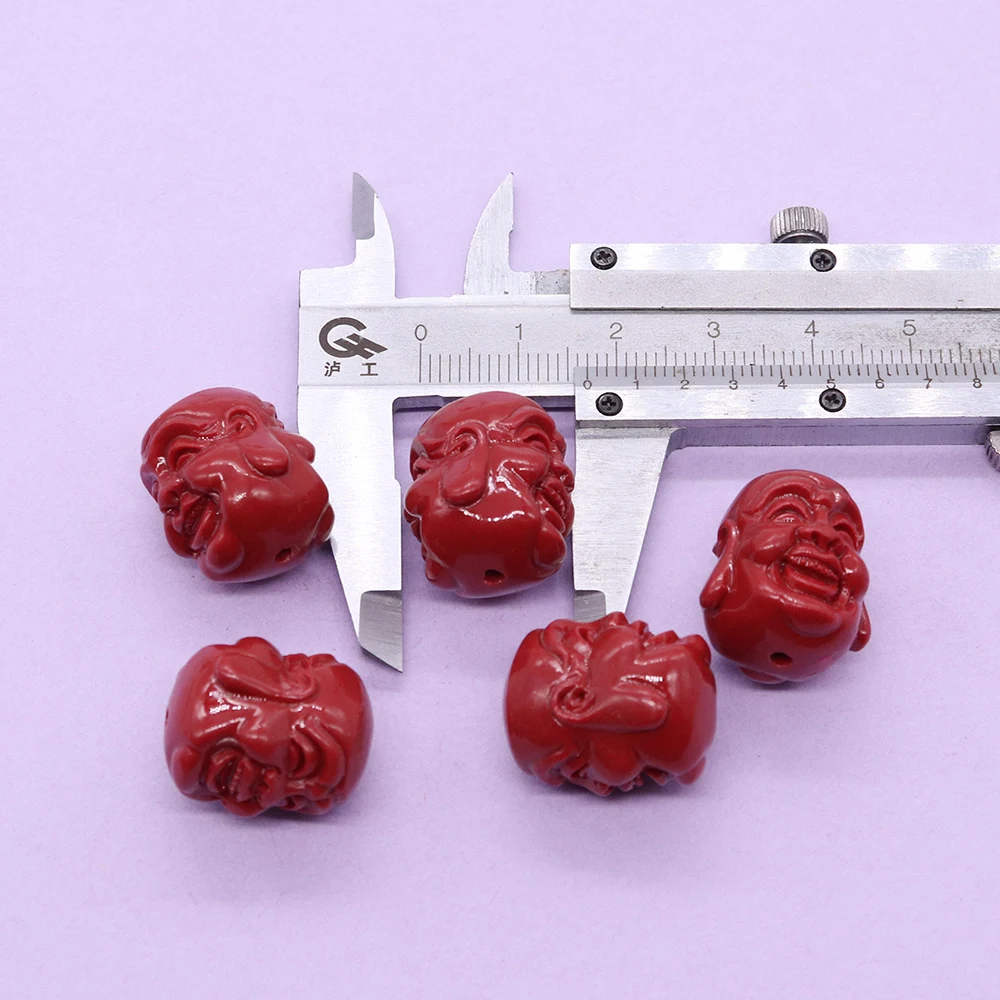 

Модные красные бусины из синтетического коралла с прямым отверстием, вырезанные в форме головы Будды, для самостоятельного изготовления уникальных ожерелий, амулетов и украшений