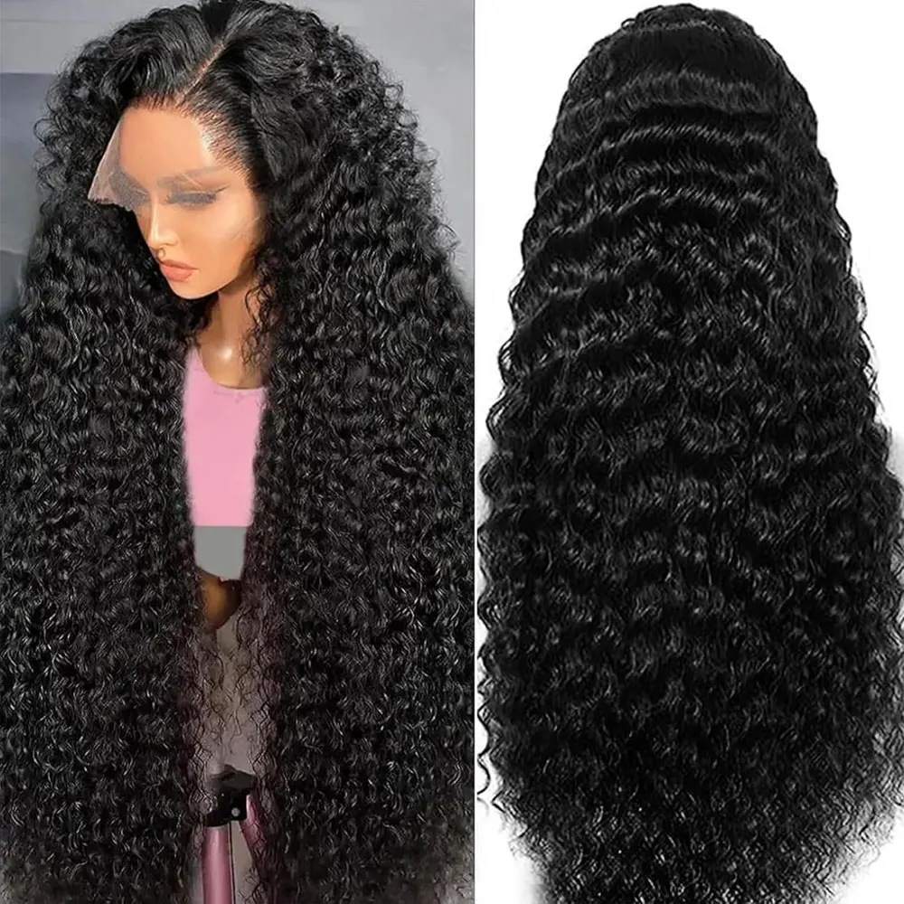 Perruques Lace Front Deep Wave en Cheveux Humains, 16-42 Pouces, Aspect Naturel, Densité 250% 220%, Perruque Bouclée en Cheveux Humains Pré-Pluckée pour Femmes, Prête à Porter