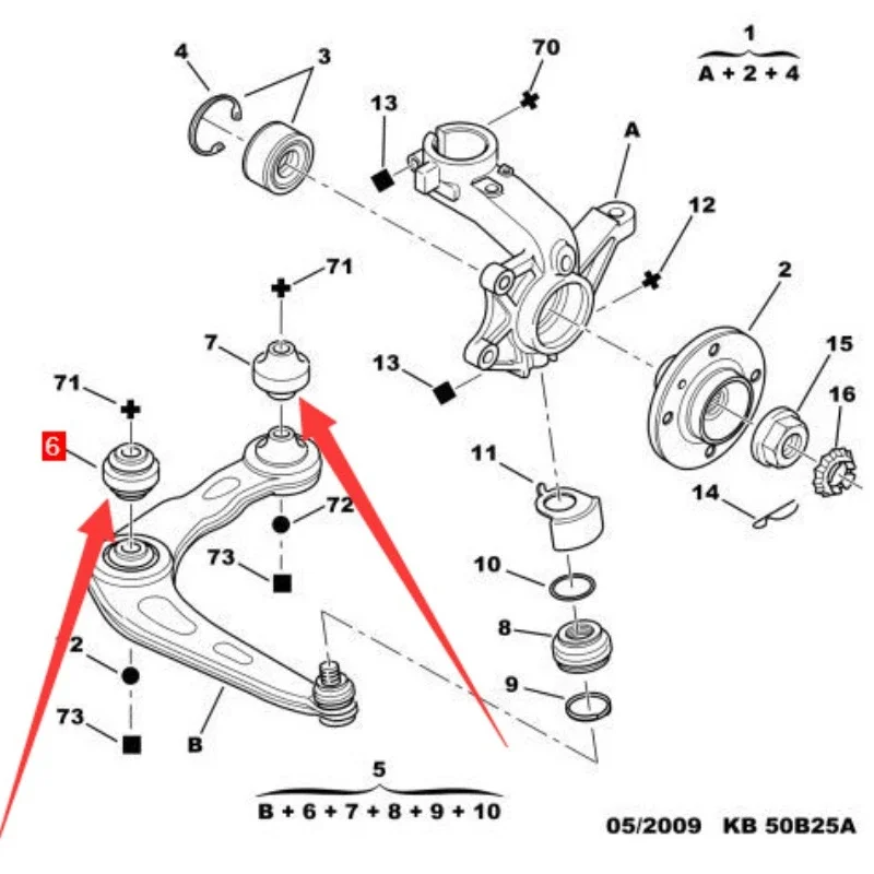 For Peugeots 206 5008 Citroen C2 DS5 Triangle Arm Bushing Hinge 3523AG 352377