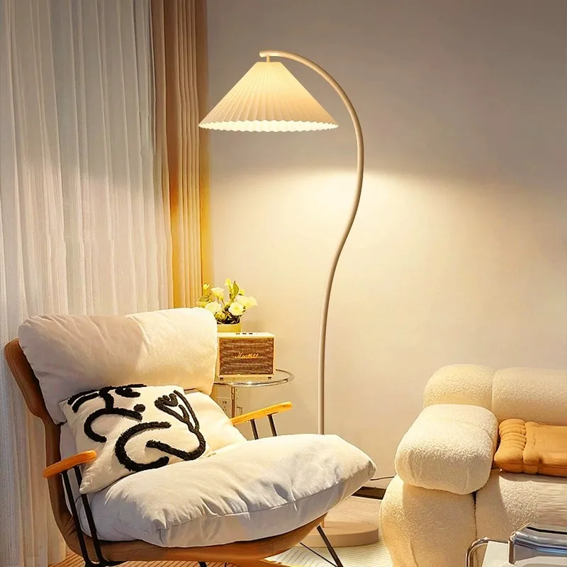 

Internet celebrity minimalist cream wind living room fishing lamp decoration full spectrum Internet celebrity bedroom pleated