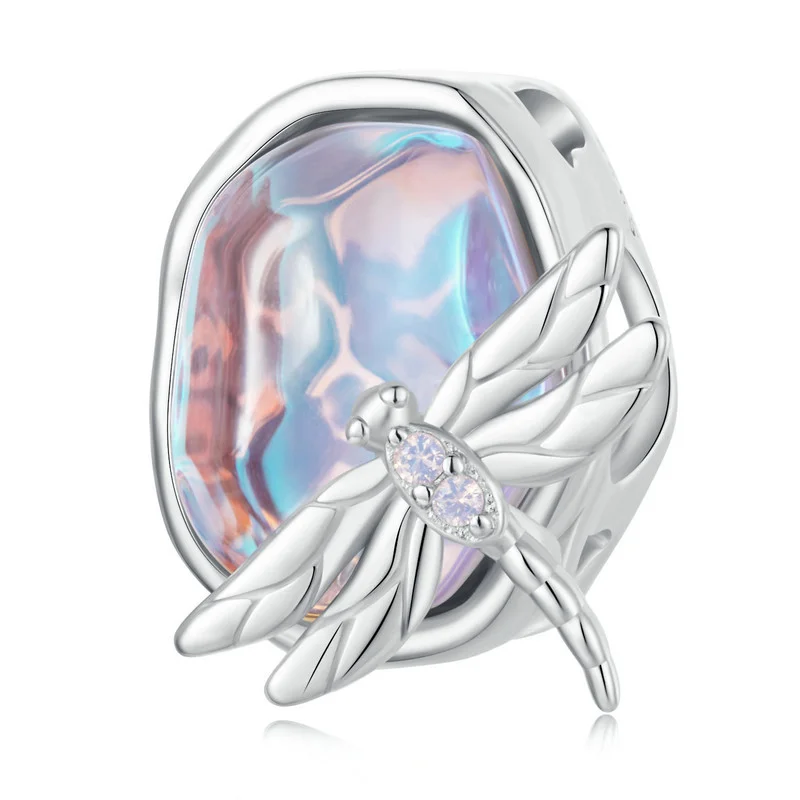 Fine Jewelry Crystal Green Dragonfly Charm Pendant 925 Silver Jewelry Pendant Design for Bracelet Jewelry Making