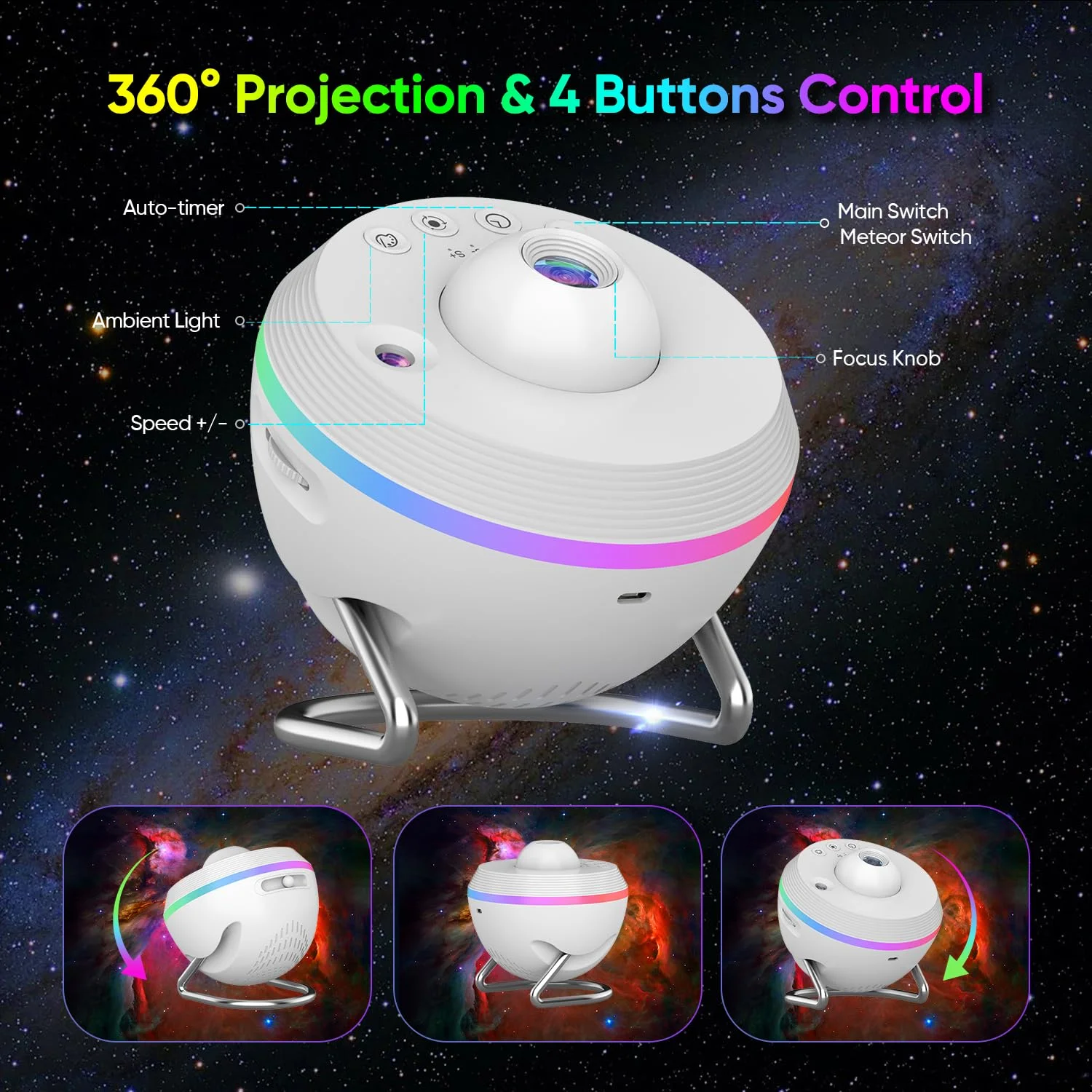 Proyektor Galaksi Lampu Tidur Baru 13 in 1 HD Proyektor Bintang dengan Timer Lampu Meteor RGB untuk Kamar Tidur Pesta Natal Halloween