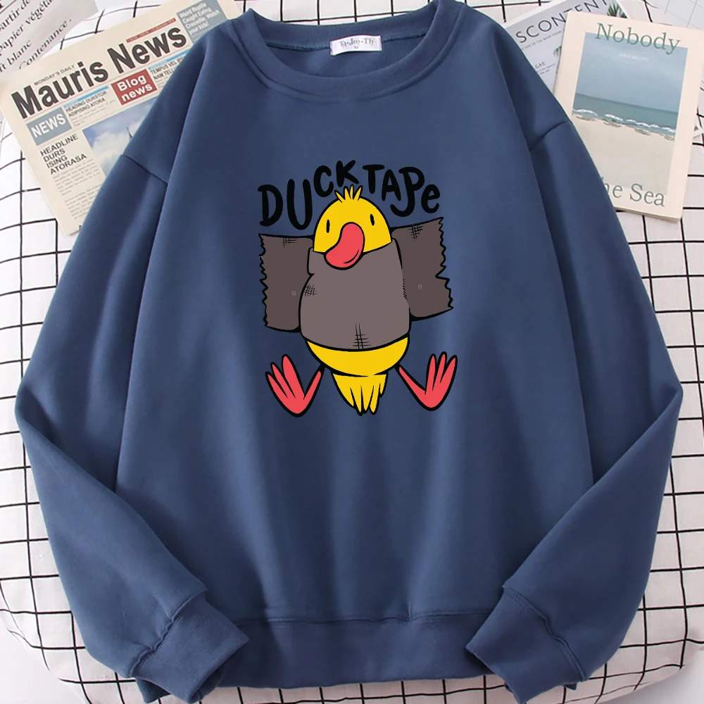 Awesome And Funny Duck Pun Ducktape Print Women Sweatshirt Casual Oversized Pullovers Autumn Fleece Top Hip Hop O-Neck Tracksuit