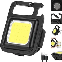 800LM LED Small Rechargeable COB Keychain Flashlights Portable Emergency Lamps Strong Magnetic Repair Work Outdoor Camping Light
