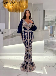 2025 V-neck Long Sleeve Prom Dress Sparkly Sequin Crystal Cocktail Gown Luxury Mermaid Evening Dresses Customized Robe De Mariée