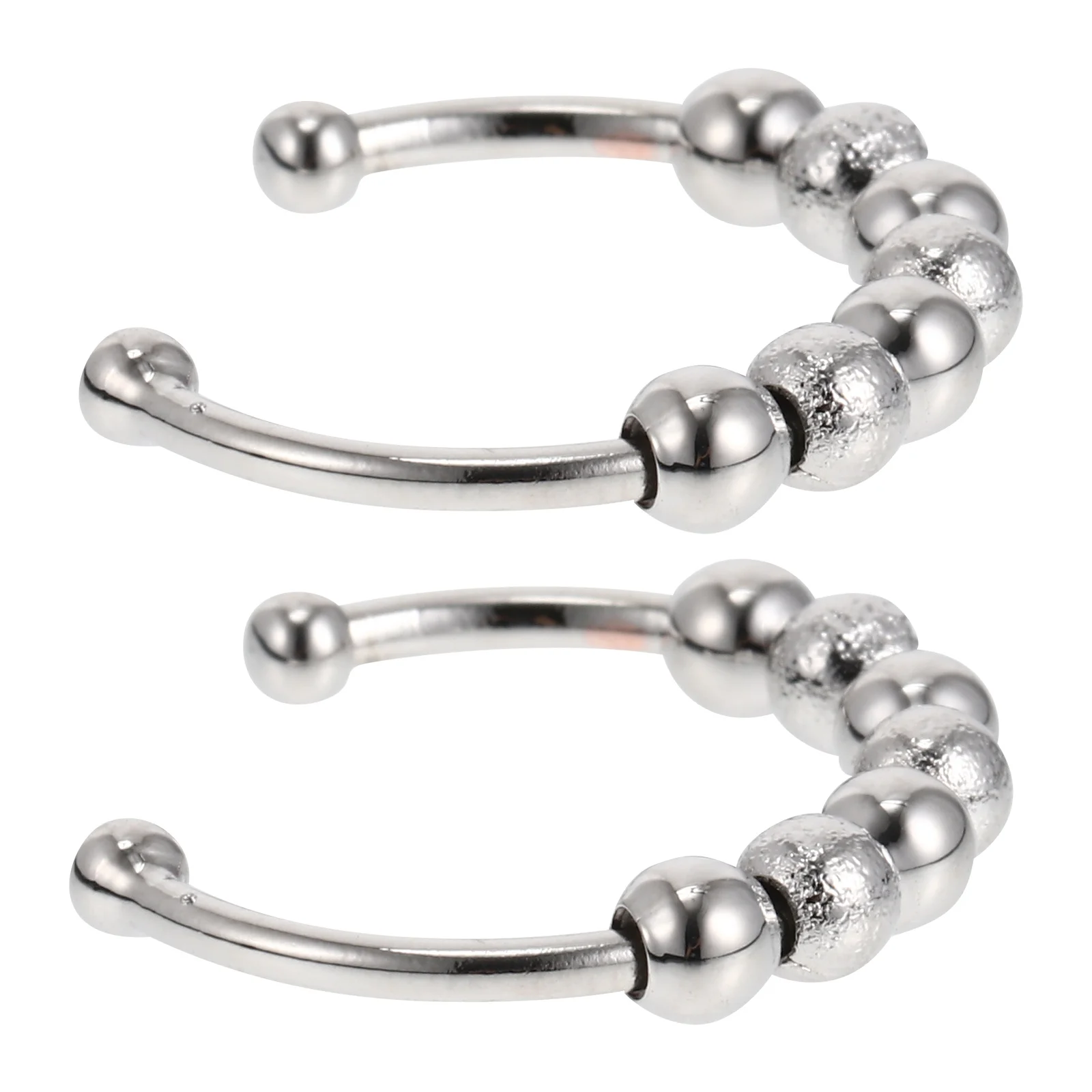 

2Pcs Fidget Relief Rings Elegant Adjustable Open Design Stress Relief Jewelry with Stylish Beads for Women Silver