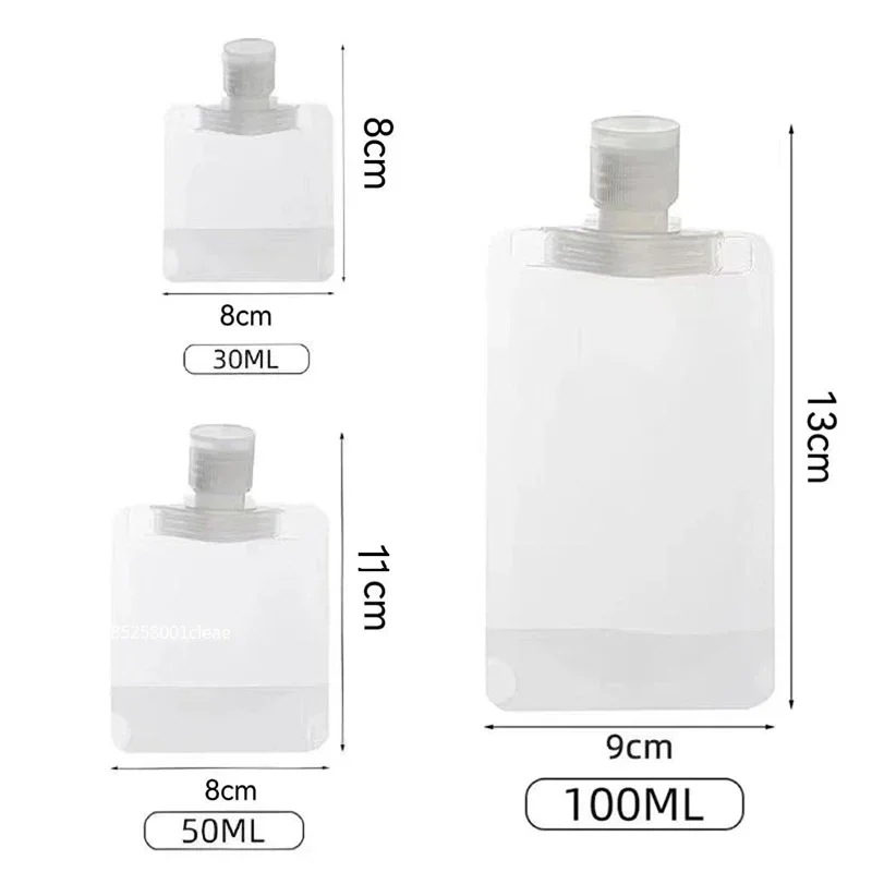 30/50/100ml Refillable Packaging Bags Travel Essentials Lotion Cosmetics Shampoo Shower Gel Portable Bags Makeup Fluid Bottles