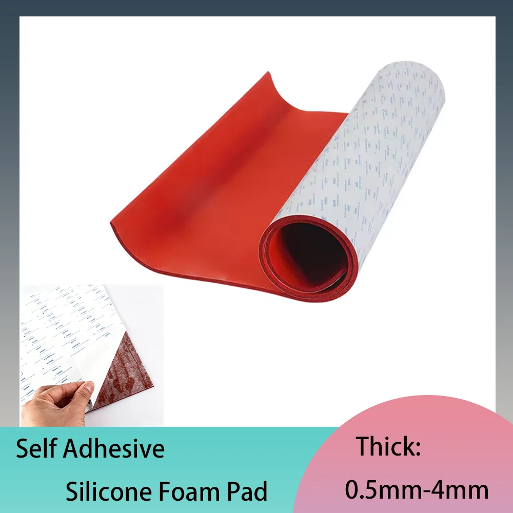 

1Pcs Self Adhesive Silicone Foam Plate Thickness 0.5/1/1.5/2/3/4mm Elastic Shock-Absorbing Pad High-Temperature Sealing Pad