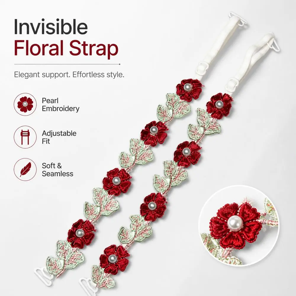 Creative Gift Removable Floral Bra Straps Anti-slip Elastic Floral Shoulder Belts Lace Decorative Shoulder Straps
