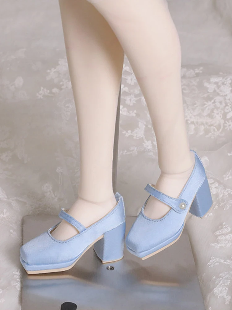 D09-P943 Children Handmade Toy 1/3 SD16 SDGR MSD BJD/SD Doll Shoes Solid Colored Chunky Heel High Heels 1 Pair