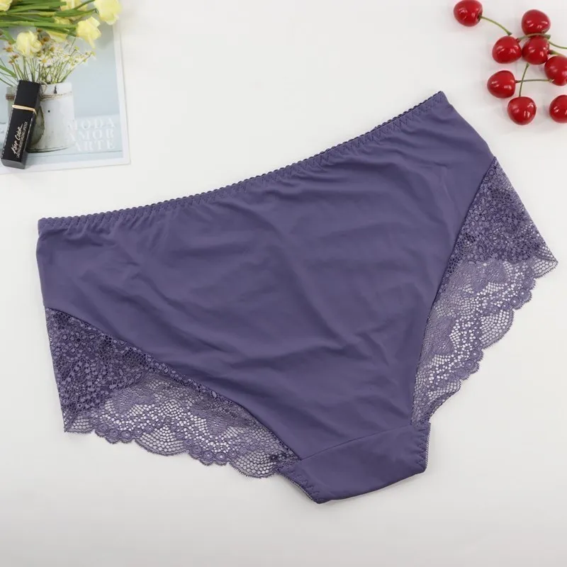 Beauwear Plus Size Women's Underpants Female Panties Comfort Intimates Lace Underwear Briefs Ice Silk Hollow Out Sexy Lingeries