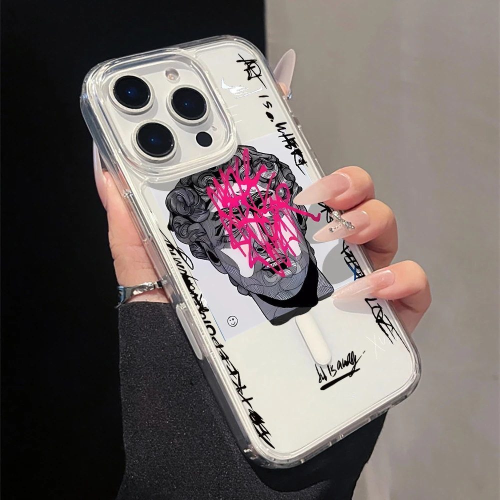 Ретро-чехол для телефона в стиле уличного искусства для iPhone 17 Pro Max Air 16 14 15 13 12 11 Pro Max 16 15 14 Plus 16E 17E с магнитным креплением