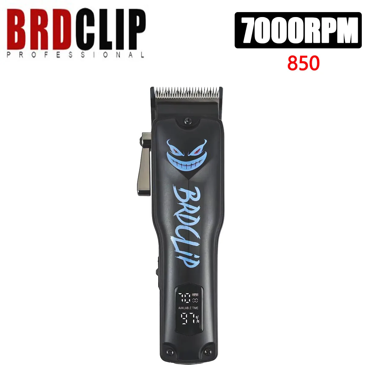 

Мощная Мужская машинка для стрижки волос BRDCLIP BRD850 с градиентным ЖК-дисплеем 7000 об/мин, беспроводная профессиональная машинка для стрижки волос, электрический триммер для волос в салоне