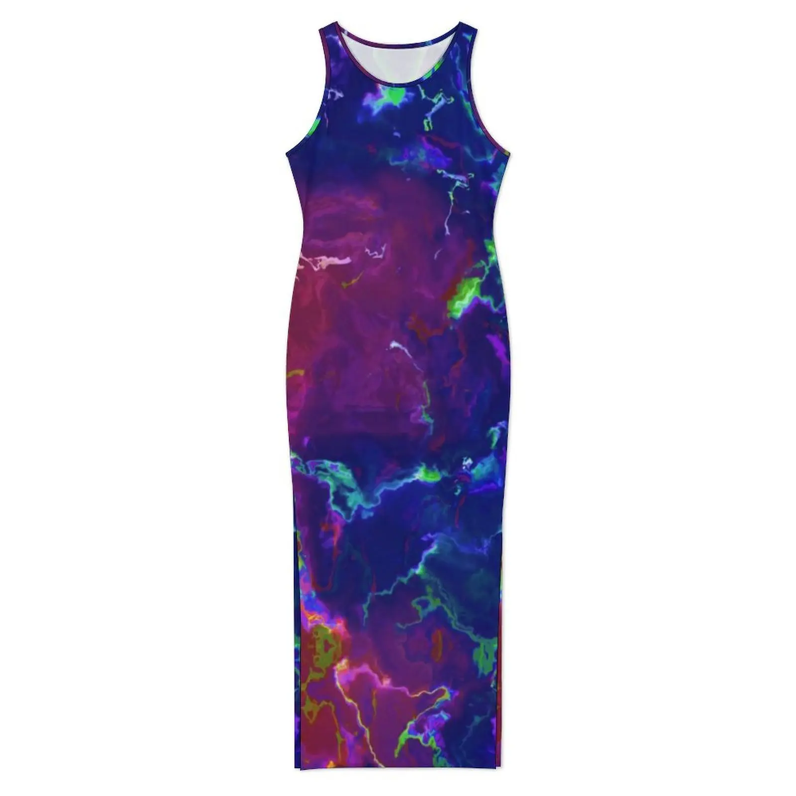 Ladies Bright Splash Print Dress Abstract Ink Y2K Fashion Bodycon Dress Holiday Sleeveless Trendy Maxi Dresses Oversized Clothes