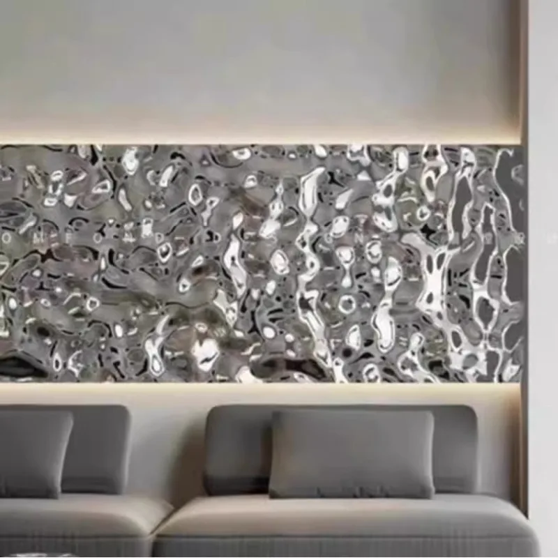 

Imitation stainless steel water ripple ceiling wallpaper