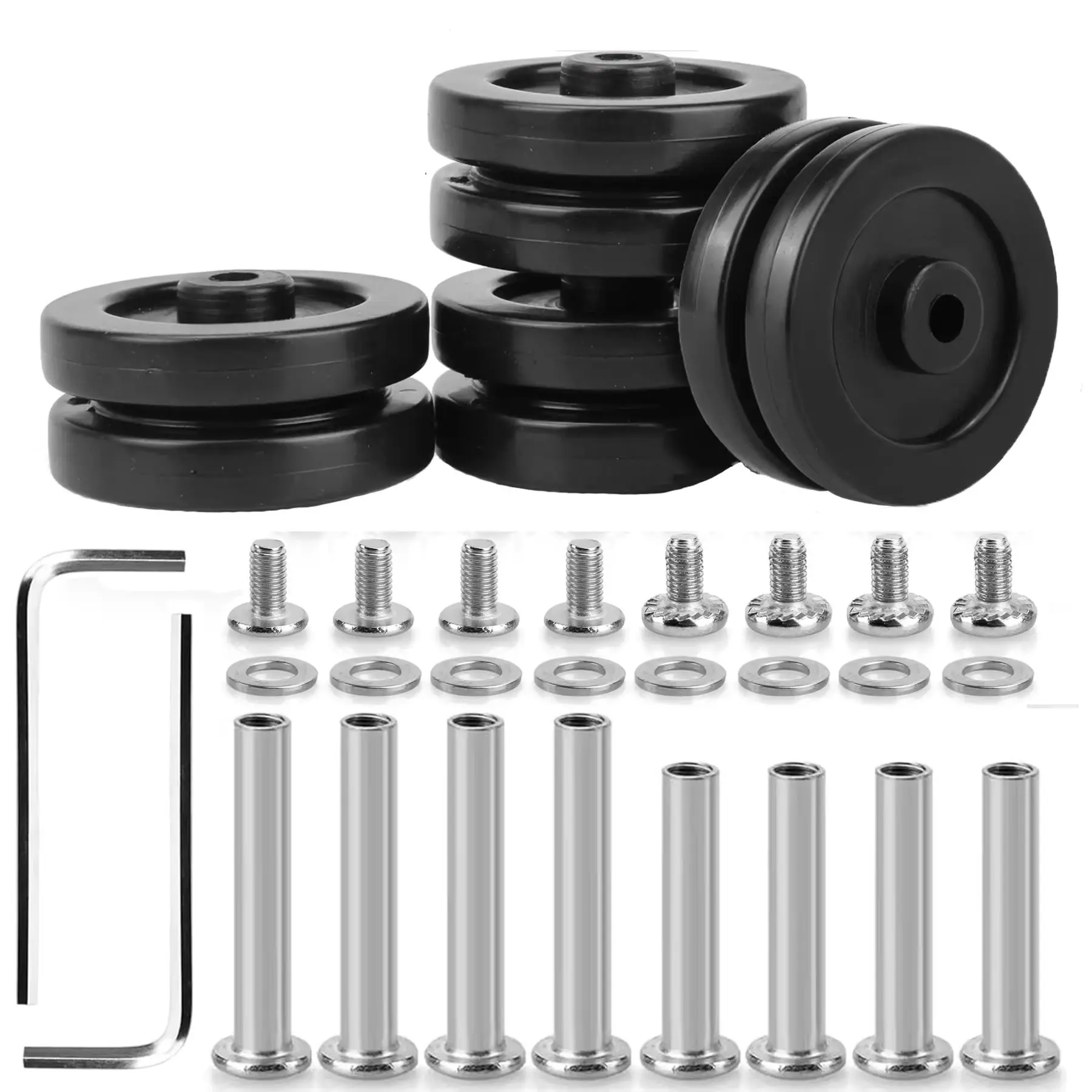 

Комплект из 4 черных пластиковых колес для чемодана, сменные колесики для багажа, запчасти для ремонта дорожных сумок, аксессуары для багажа