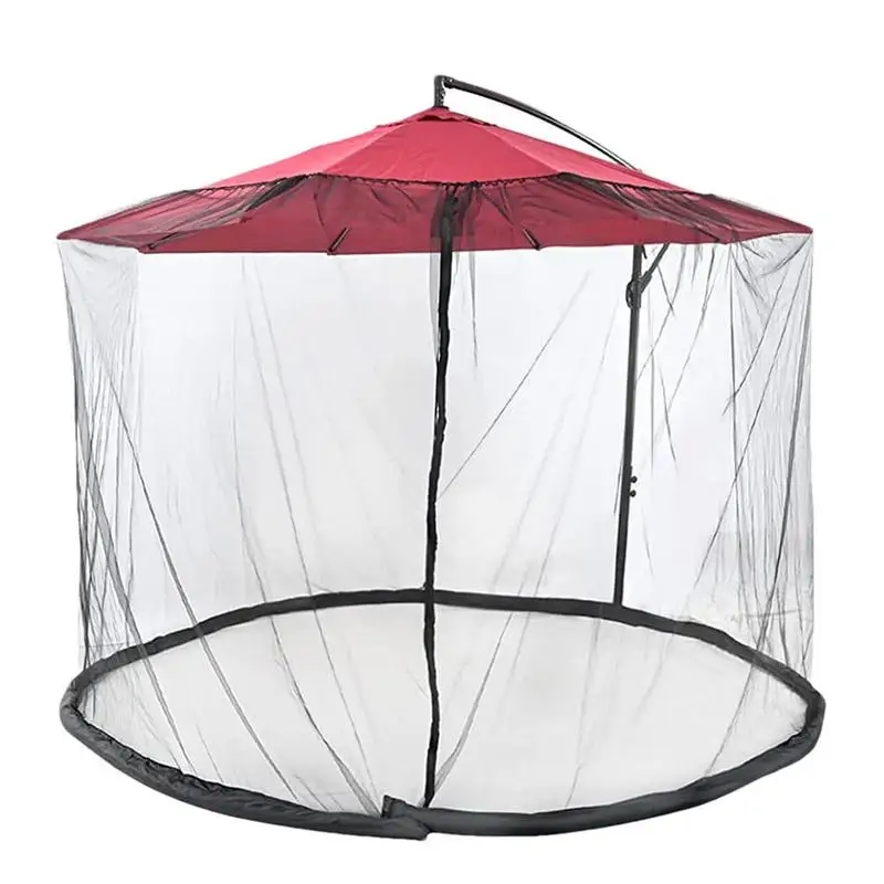 

Umbrella Net Adjustable Polyester Bugs Netting Round Garden Patio Umbrella Accessory With Double Zipper Door For Outdoor Market