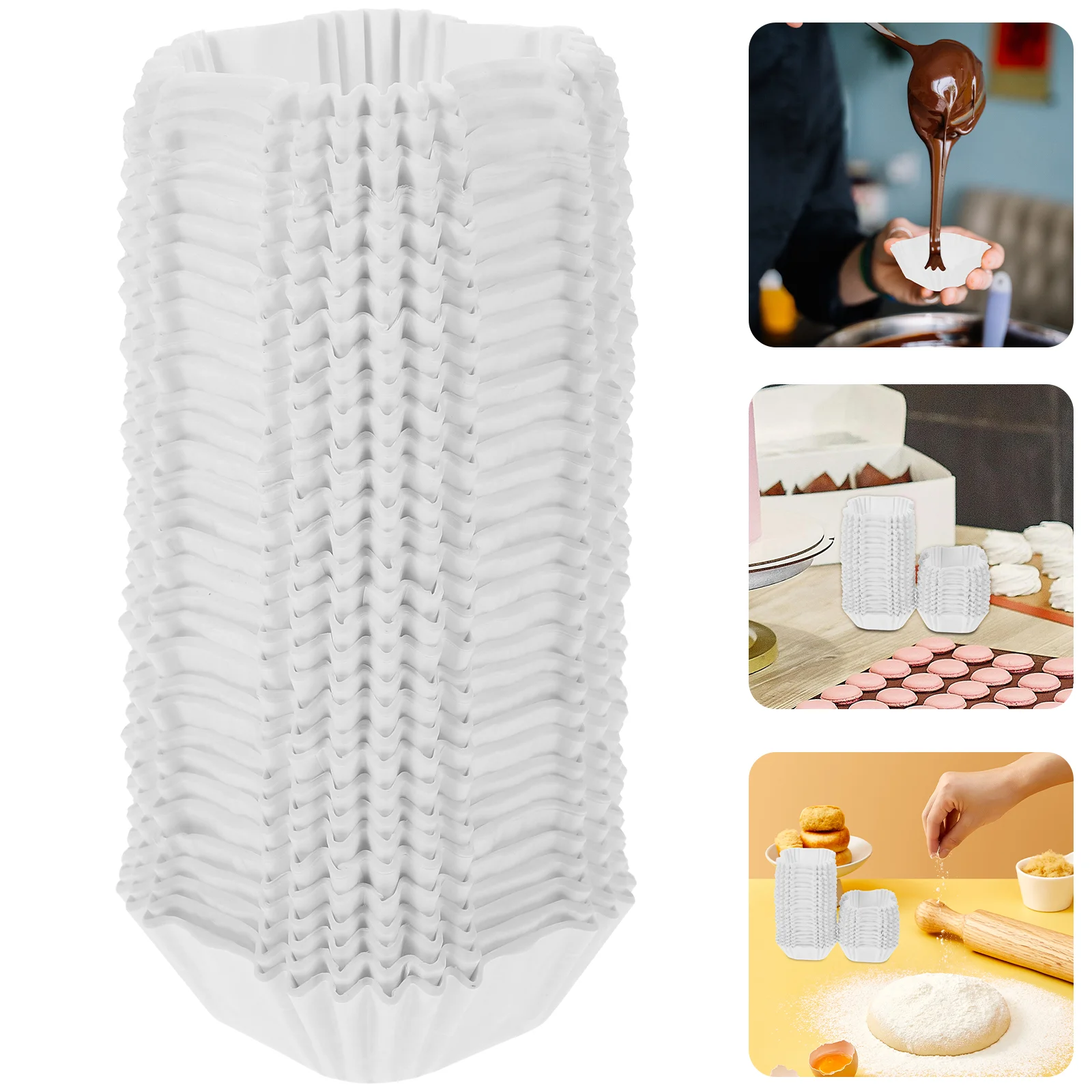 1000 Pcs Muffins Square Cake Baking Paper Tray 1000pcs (white) Wedding Stands Cups Container Cupcake Papers Log Pulp