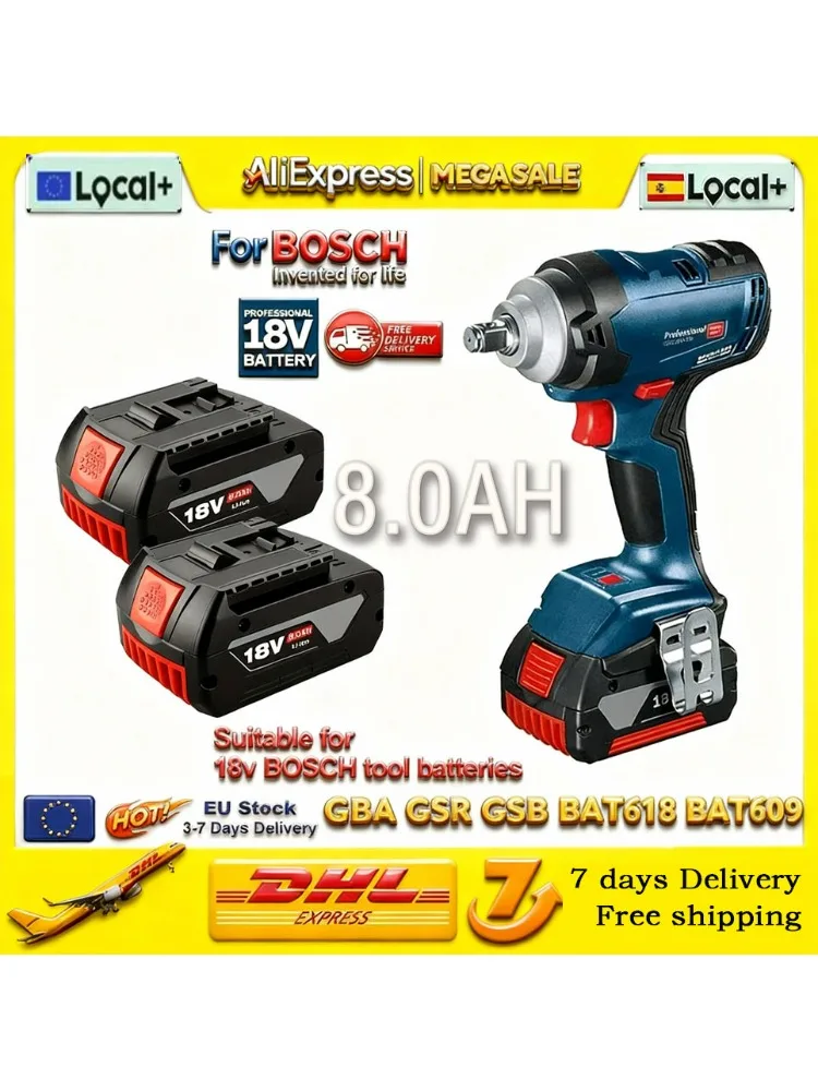 Voor BOSCH 18V 8.0AH Professionele Lithium Batterij voor Bosch BAT609 BAT609G BAT618 BAT618G Elektrische Gereedschapsbatterij Oplaadbaar - afbeelding 2