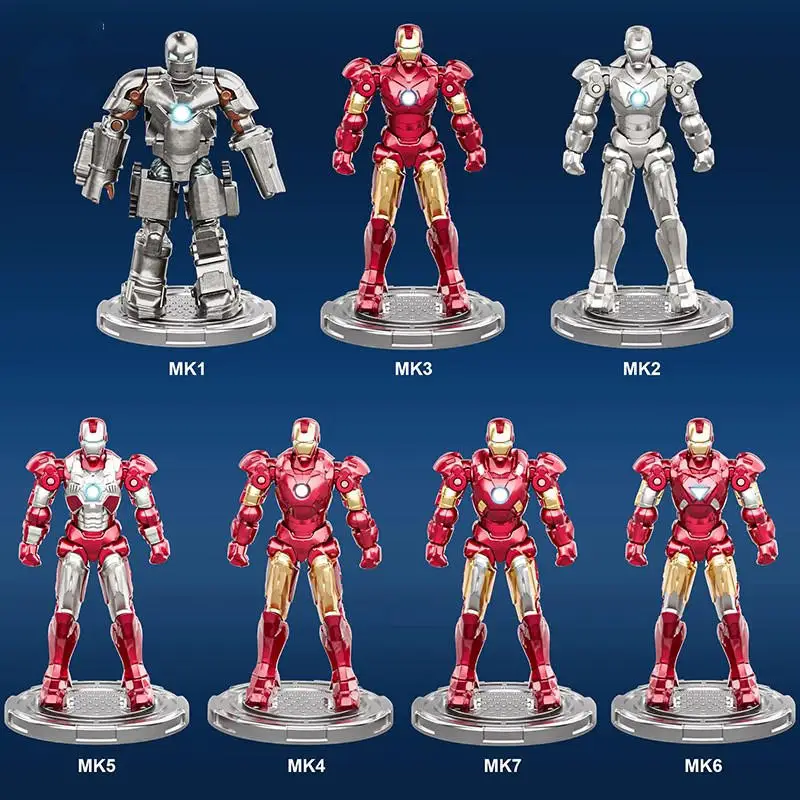 Oryginalny Iron Man Blocks Bricks Building Piston MK8 MK9 MK10 MK11 MK12 MK13 MK14 Legends Tony Stark DIY Toys Model Figurka akcji